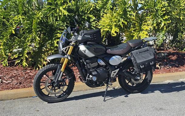 2024 Triumph Scrambler 400 X Matte Khaki Green / Fusion White Phantom Black Silver Ice