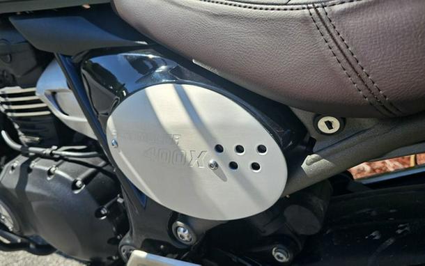 2024 Triumph Scrambler 400 X Matte Khaki Green / Fusion White Phantom Black Silver Ice