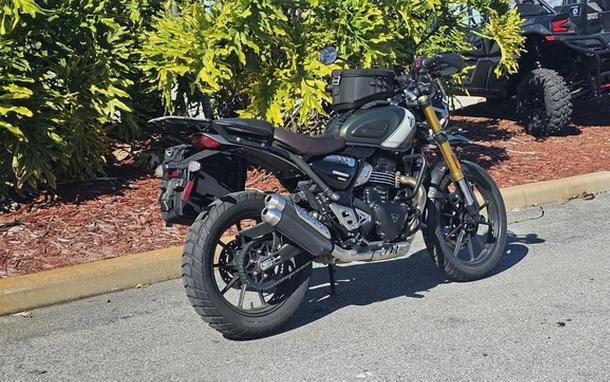 2024 Triumph Scrambler 400 X Matte Khaki Green / Fusion White Phantom Black Silver Ice