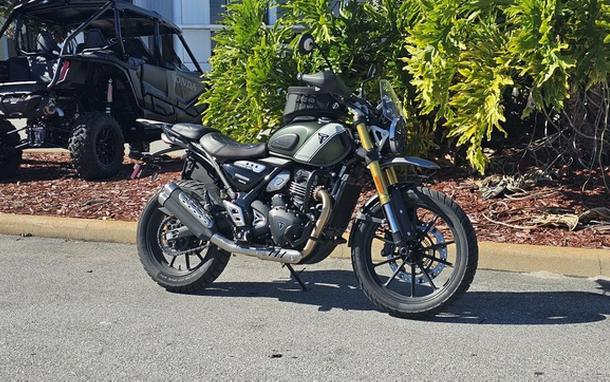 2024 Triumph Scrambler 400 X Matte Khaki Green / Fusion White Phantom Black Silver Ice