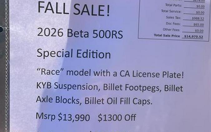2026 Beta 500 RS Special Edition