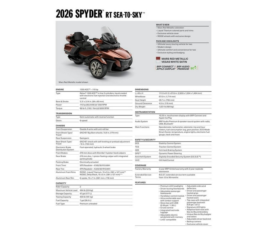 2026 Can-Am Spyder RT Sea to Sky