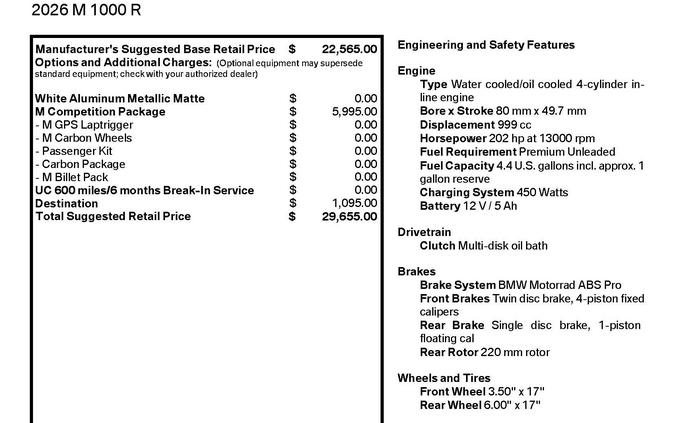 2026 BMW M 1000 R