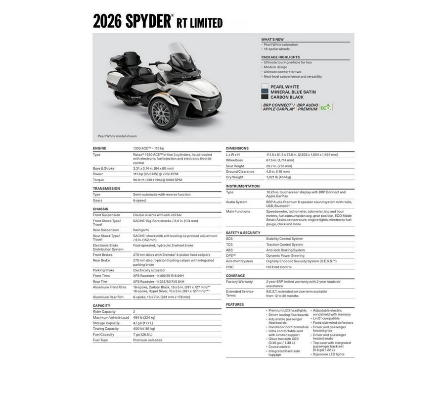 2026 Can-Am Spyder RT Limited