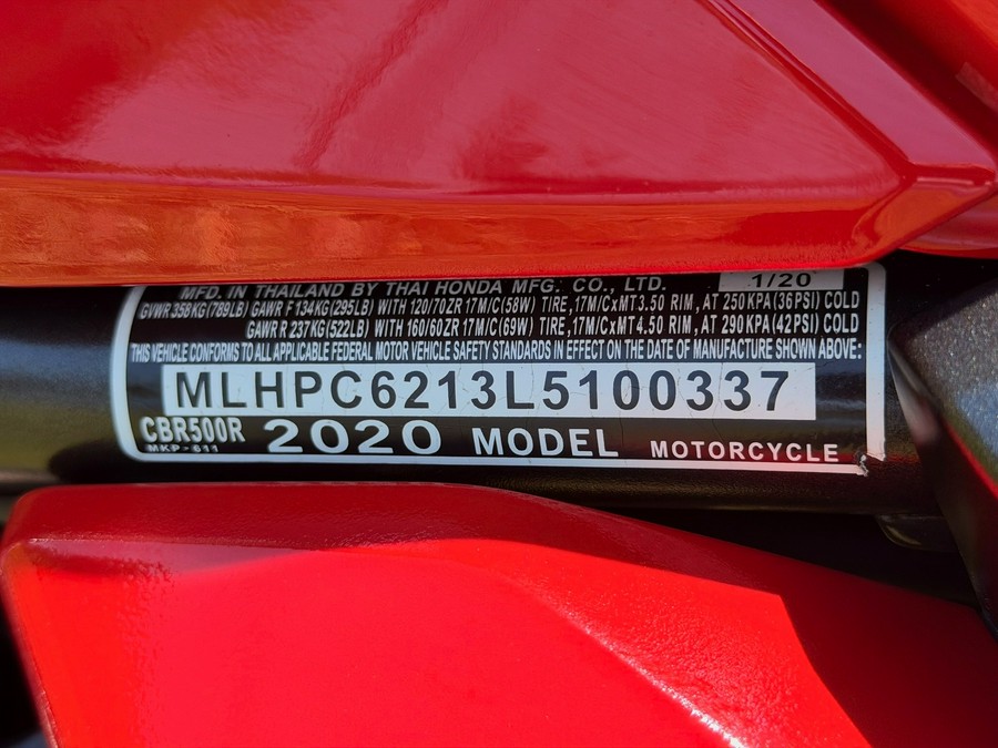 2020 Honda CBR500R ABS