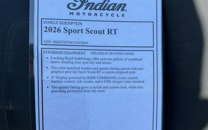 New 2026 Indian Motorcycle Sport Scout RT