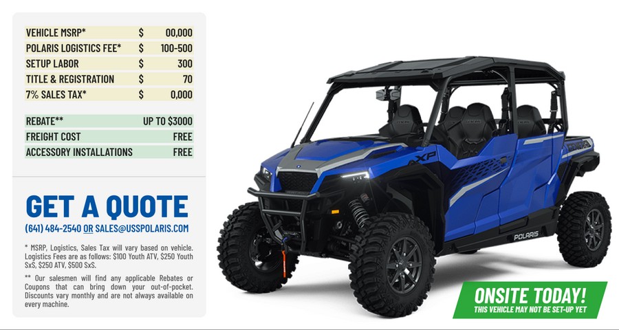 2024 Polaris Industries GENERAL® XP 4 1000 Premium Polaris Blue