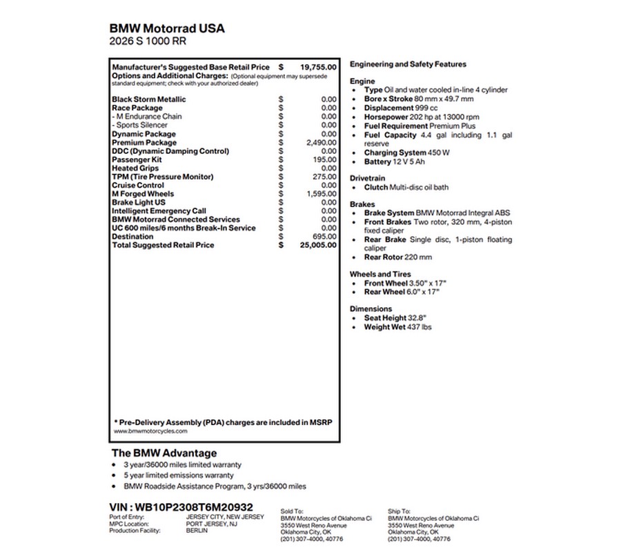 New 2026 BMW S 1000 RR