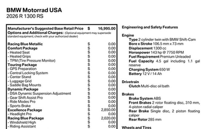 New 2026 BMW R 1300 RS