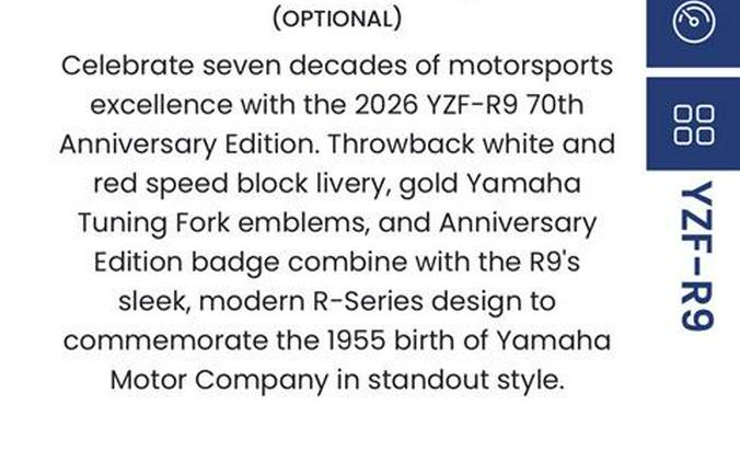 2026 Yamaha YZF-R9 70th Anniversary