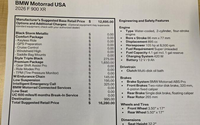 2026 BMW Motorrad F 900 XR