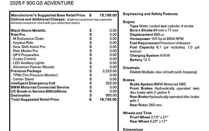 2026 BMW F 900 GS Adventure