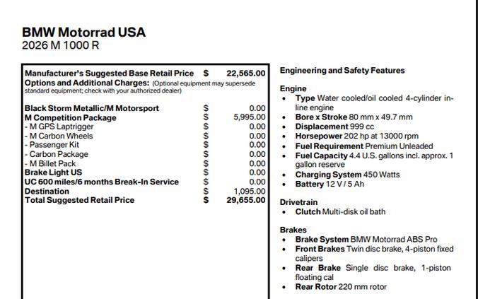 2026 BMW M 1000 R