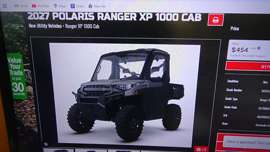 2027 Polaris Ranger XP 1000 Cab