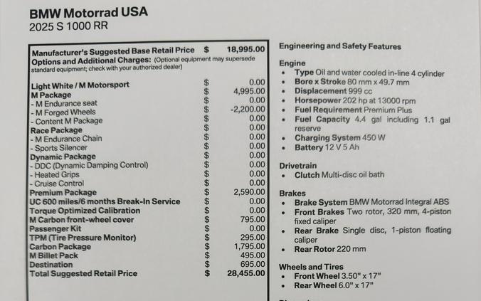 2025 BMW S 1000 RR - LIGHT WHITE - M MOTORSPORT