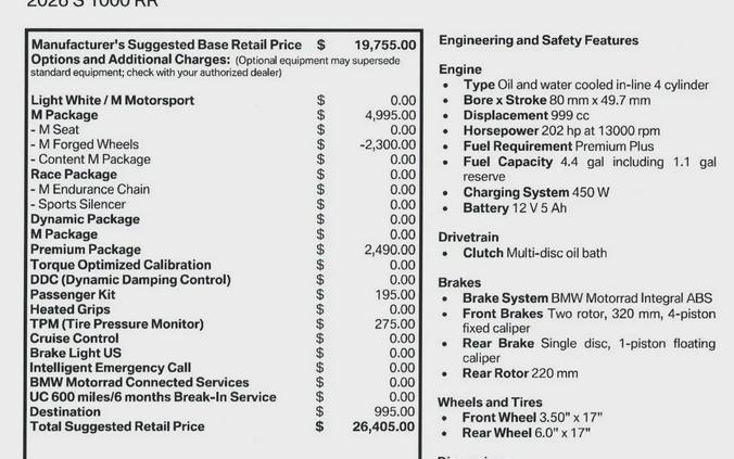New 2026 BMW S 1000 RR