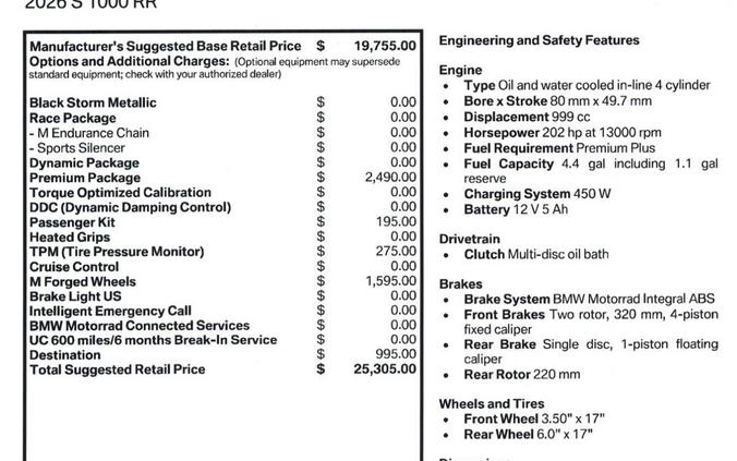 New 2026 BMW S 1000 RR