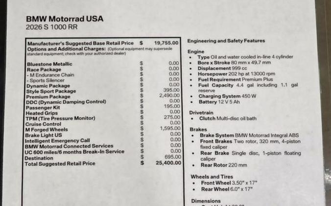 2026 BMW S 1000 RR