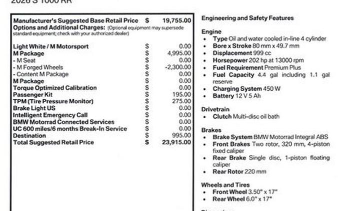 New 2026 BMW S 1000 RR