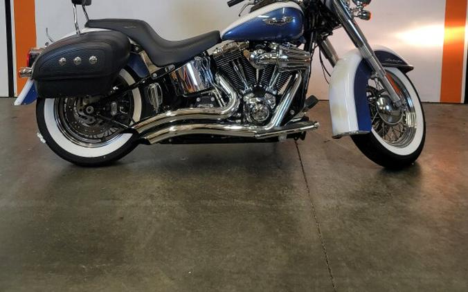 2015 Harley-Davidson Softail Deluxe Two-Tone White Hot Pearl/Blue Hot Pearl FLSTN103