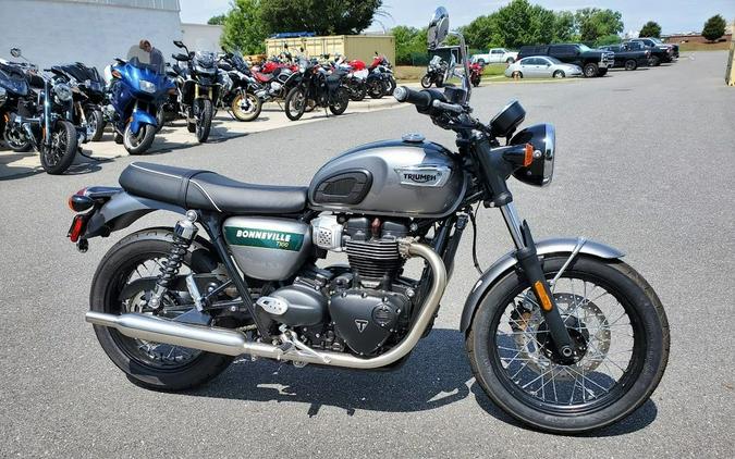 2022 Triumph Bonneville T100 Gold Line Silver Ice / Competition Green