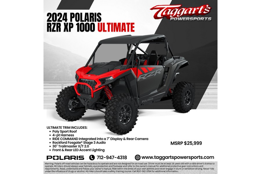 2024 Polaris Industries RZR XP 1000 Ultimate Indy Red - Titanium / Black