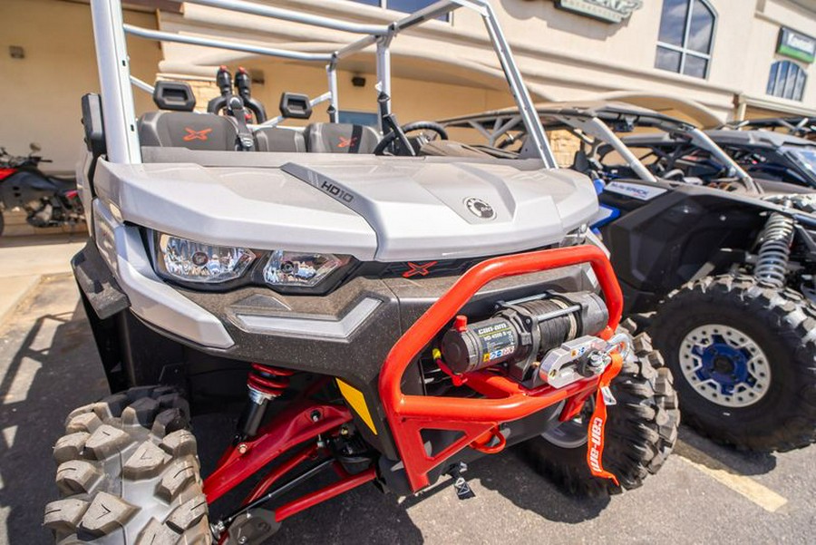 New 2024 CAN-AM DEFENDER MAX X MR WITH HALF DOORS HD10 HYPER SILVER AND LEGION RED