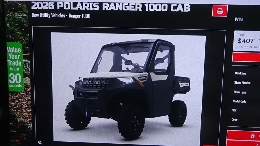 2026 Polaris Ranger 1000 Cab