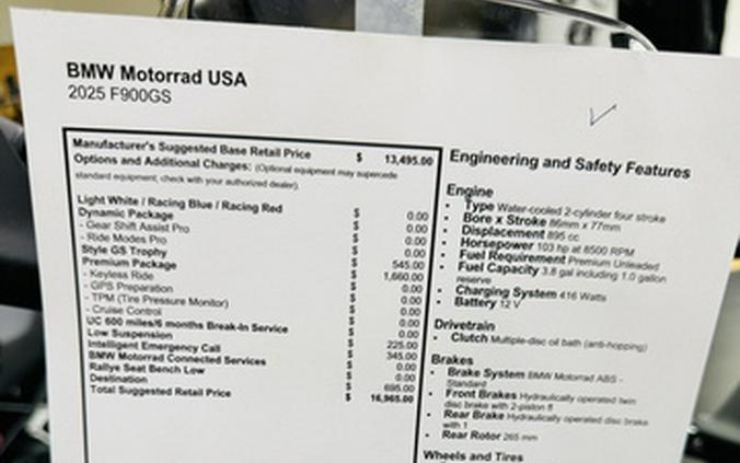 2025 BMW F900GS *DEMO 900 GS