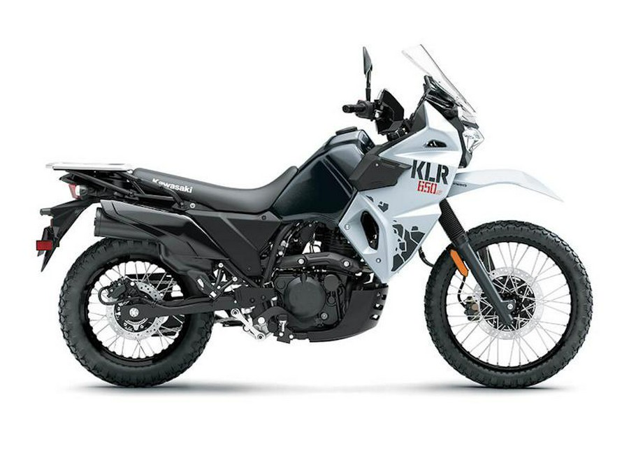 2025 Kawasaki KLR®650 S Pearl Crystal White/Metallic Carbon Gray