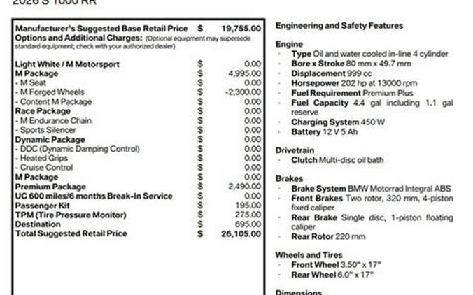 2026 BMW S 1000 RR Light White/M Motorsport