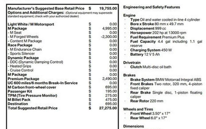 2026 BMW S 1000 RR Light White/M Motorsport