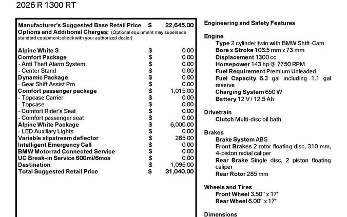 2026 BMW R 1300 RT