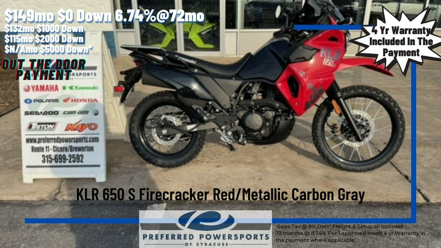 2024 Kawasaki KLR 650 S Firecracker Red/Metallic Carbon Gray