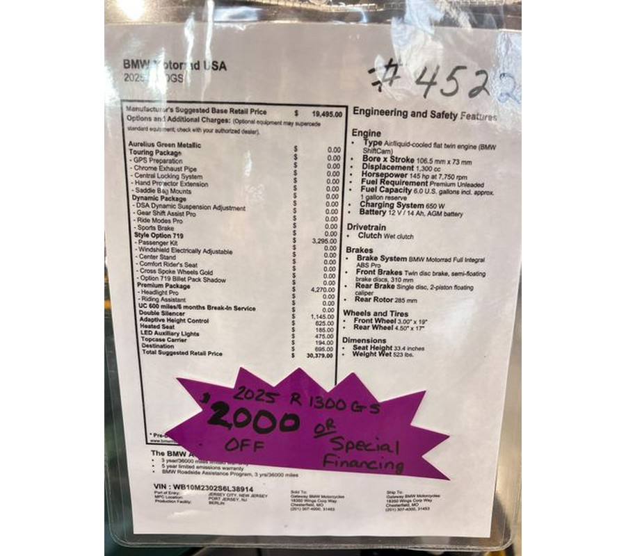 New 2025 BMW R 1300 GS