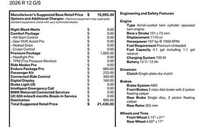 2026 BMW R 12 G/S