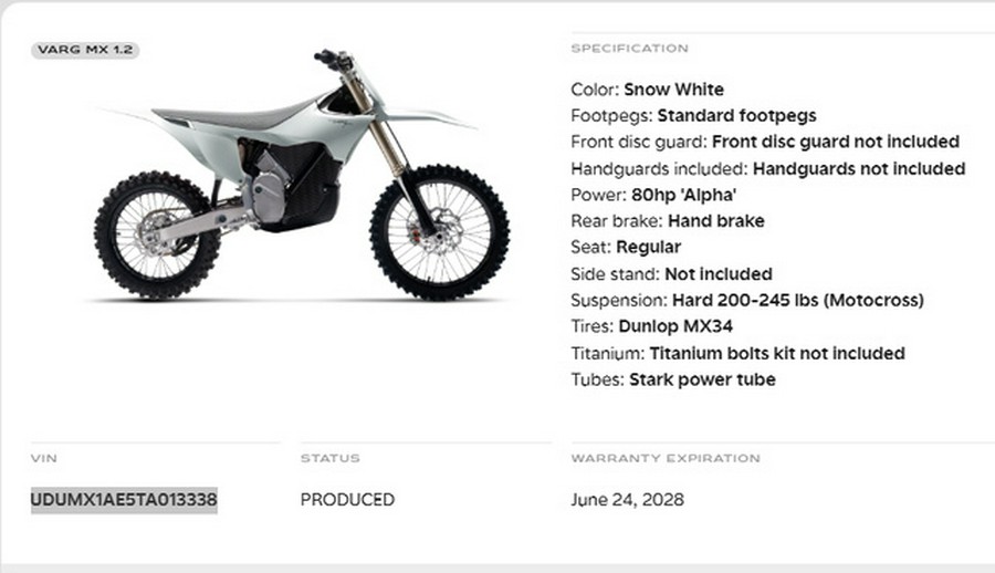 2026 Stark Future Varg MX 1.2 Alpha 80 Hp
