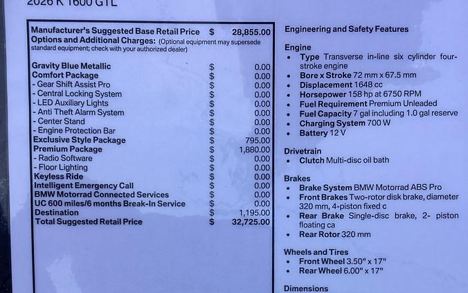 2026 BMW K 1600 GTL