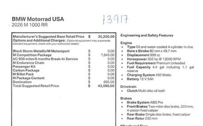 2026 BMW M1000RR Inventory - Get 4.9% APR financing or up to $1,300 off MSRP on select 2026 models*