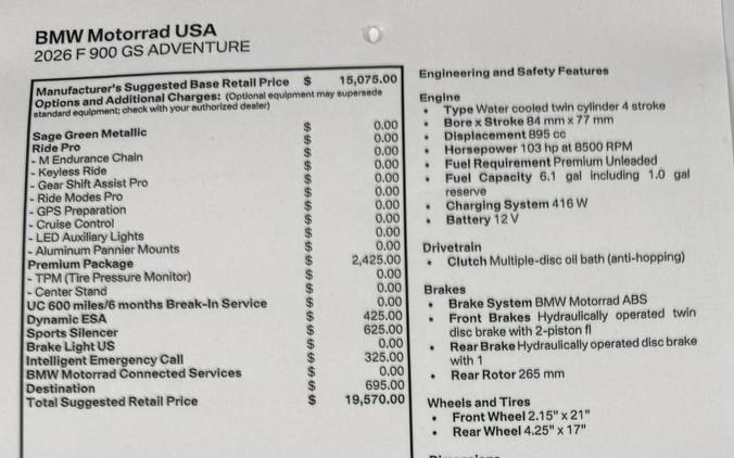 New 2026 BMW F 900 GS Adventure