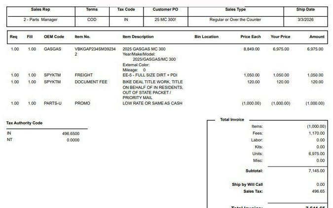 2025 GASGAS MC 300, $7,641.65 total OTD!