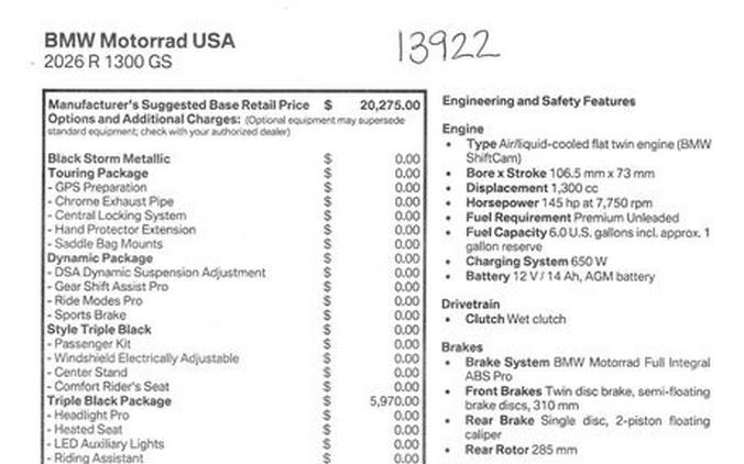 New 2026 BMW R1300GS