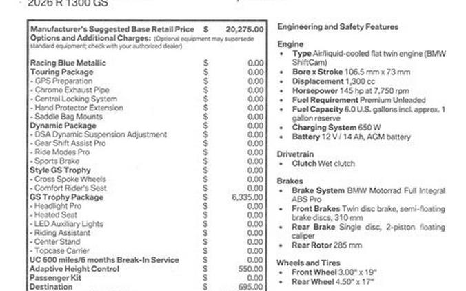 2026 BMW R1300GS Inventory - Get 4.9% APR financing or up to $1,300 off MSRP on select 2026 models*