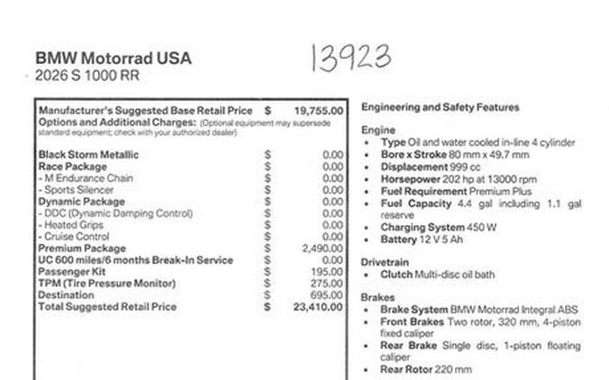 New 2026 BMW S 1000 RR