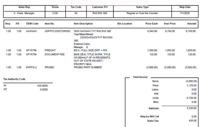 2025 TXT RACING 300, $5,758.90 otd w 7% sales tax! - GASGAS