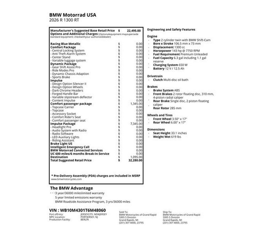 New 2026 BMW R 1300 RT