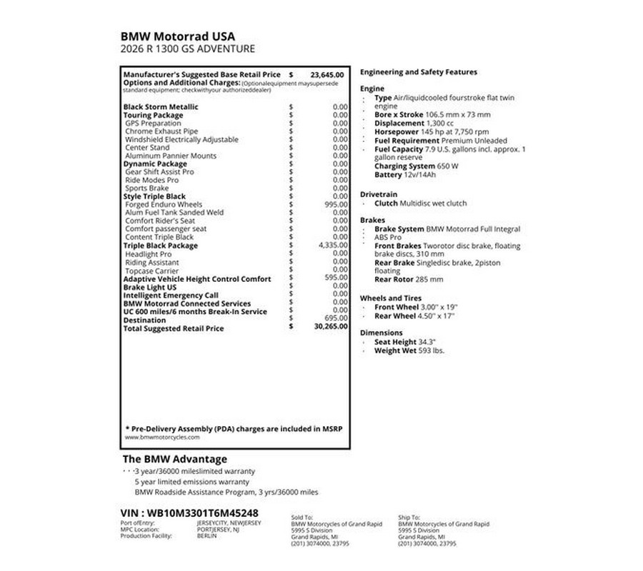 New 2026 BMW R 1300 GS Adventure