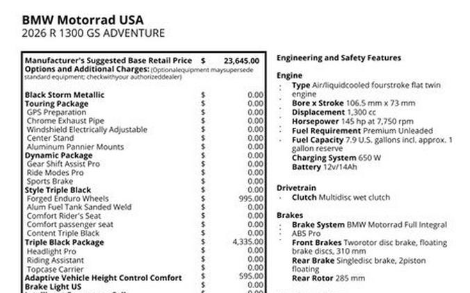 New 2026 BMW R 1300 GS Adventure