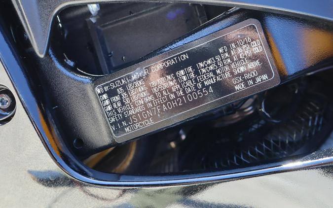 2017 Suzuki Motor of America Inc. GSX-R600