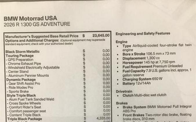 2026 BMW R 1300 GS Adventure